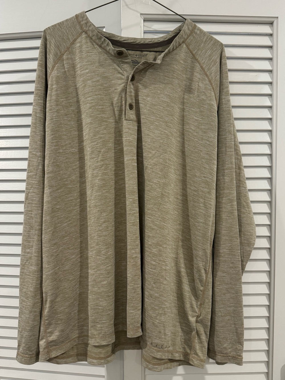 Men's Crewneck Henley Sweater in Light Taupe